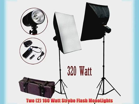 StudioFX 320 Watt Photo Studio MonoLight Strobe Flash Softbox Lighting Umbrella Kit