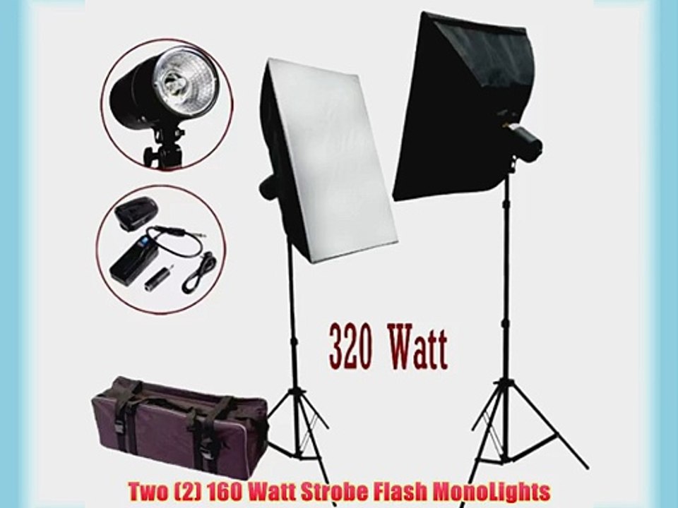StudioFX 320 Watt Photo Studio MonoLight Strobe Flash Softbox Lighting Umbrella Kit
