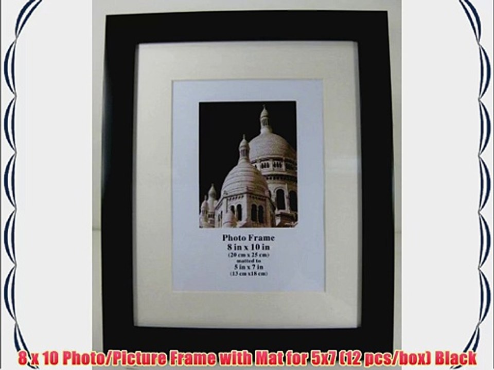 8x10 Photo/Picture Frame with Mat for 5x7 (12 pcs/box) Black
