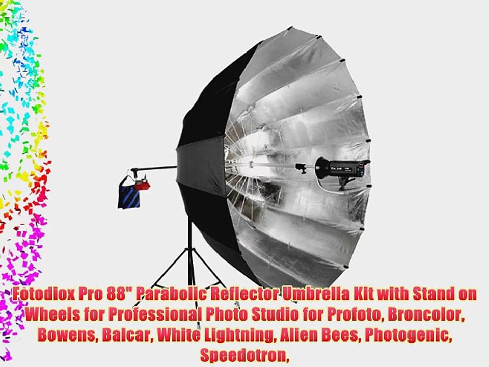 Fotodiox Pro 88 Parabolic Reflector Umbrella Kit with Stand on Wheels for Professional Photo