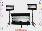 FloLight FL-110HMT Fluorescent Lighting Kit with 3 Fixtures Tungsten 3000K Lamps 8 feet Light