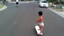 Skateboarding toddler! Amazing video of two-year-old on a skateboard