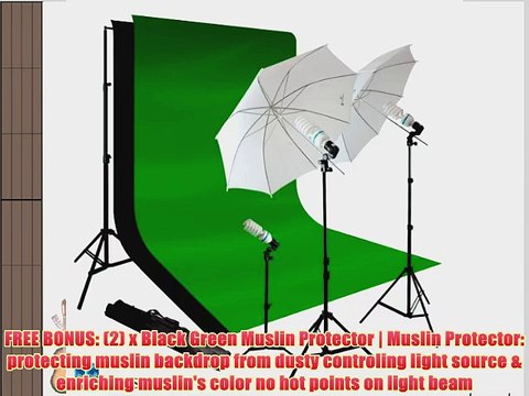 LimoStudio 600 Watt Photography Lighting Light Kit 10' x 10' 100% Cotton Black Muslin Backdrop