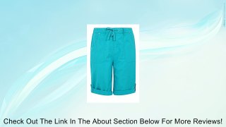 Plus Size Womens Aqua Cool Cotton Roll Up Shorts With Tab & Button Detail Review