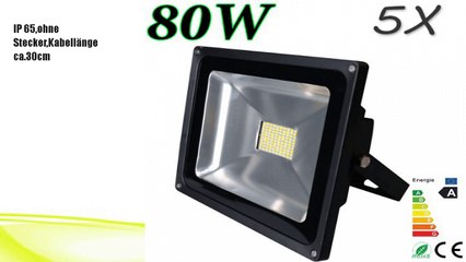 5x 80W LED Fluter SMD 100LEDs Lampe Flutlichtstrahler