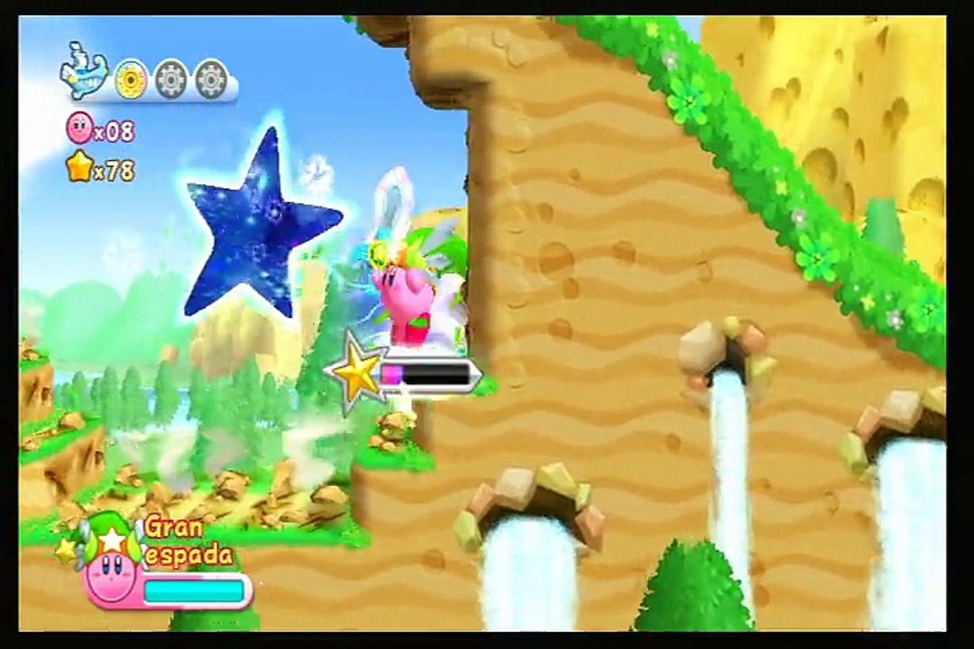 Kirby Dreamland Wii, praderas piruleta, parte 1, fases 1 y 2