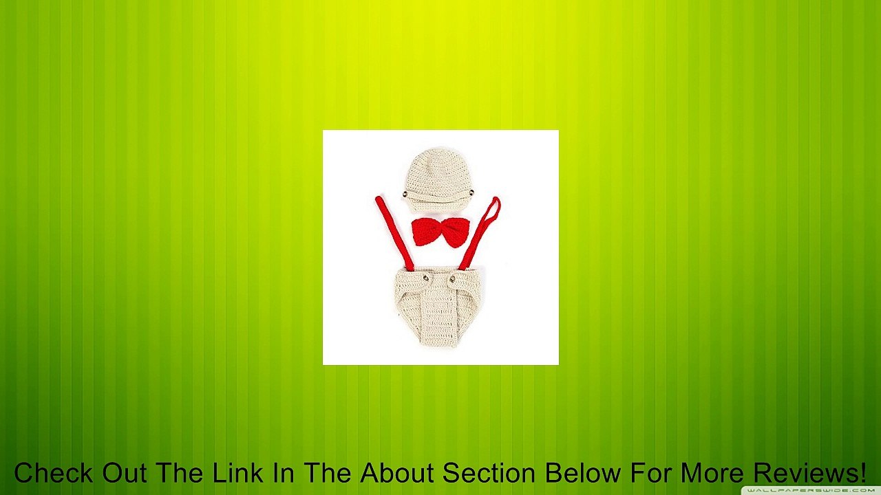 Cute Unisex Baby Crochet Cap Beanie with Suspenders Bow Tie Diaper Outfit Photo Props Review