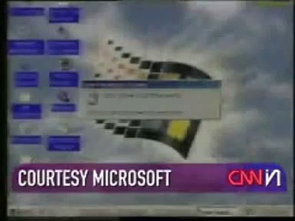Windows 98 crashes live on CNN