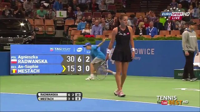 [HD] Agnieszka Radwanska vs An Sophie Mestach Funny Moment KATOWICE 2015