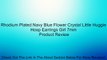 Rhodium Plated Navy Blue Flower Crystal Little Huggie Hoop Earrings Girl 7mm Review