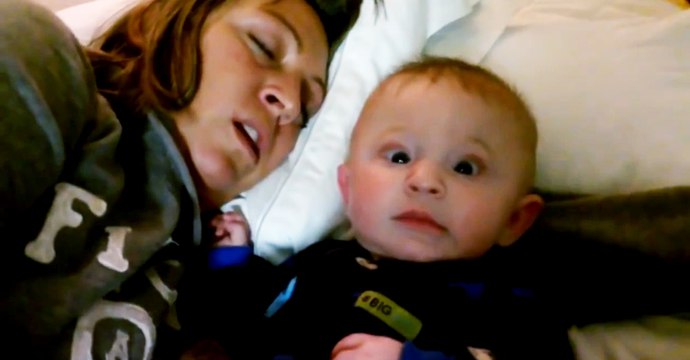 Funny Videos: Toddler Gets Scared With Snoring Mommy