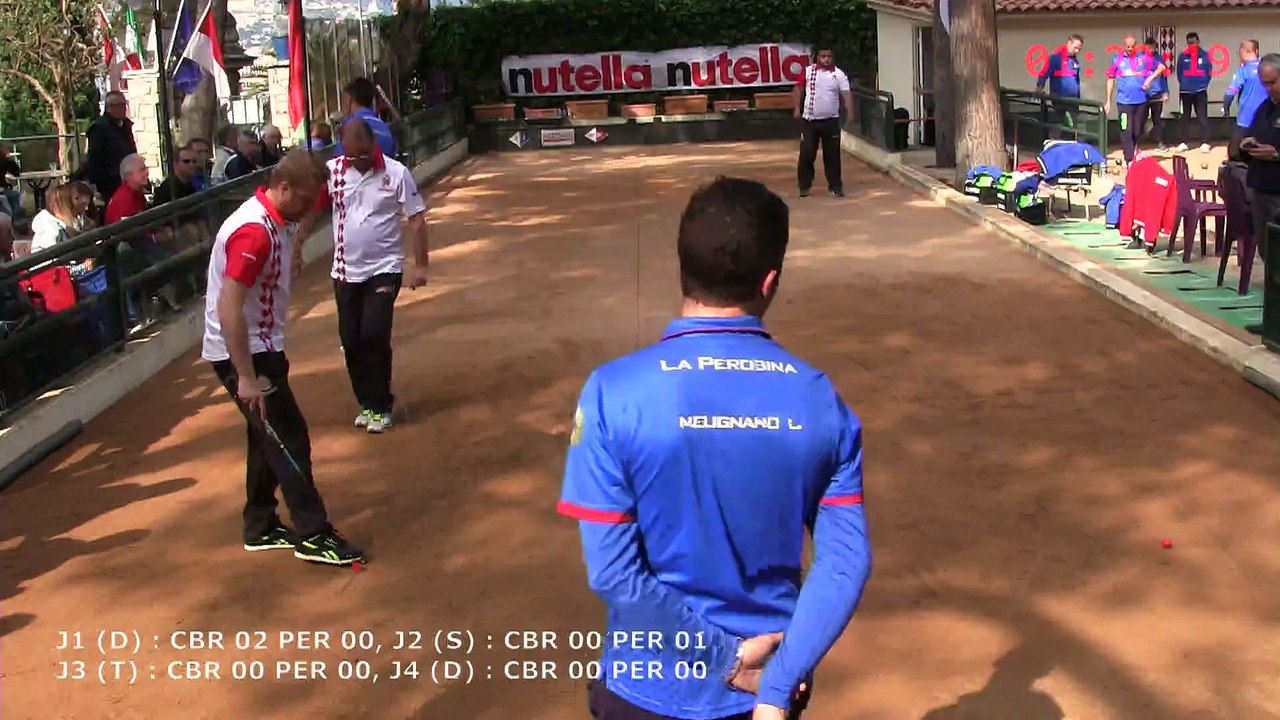 Deuxième mène, Peyret (CB Rocher) vs Manolino (La Perosina), Coupe d'Europe, Sport Boules, Monaco 2015