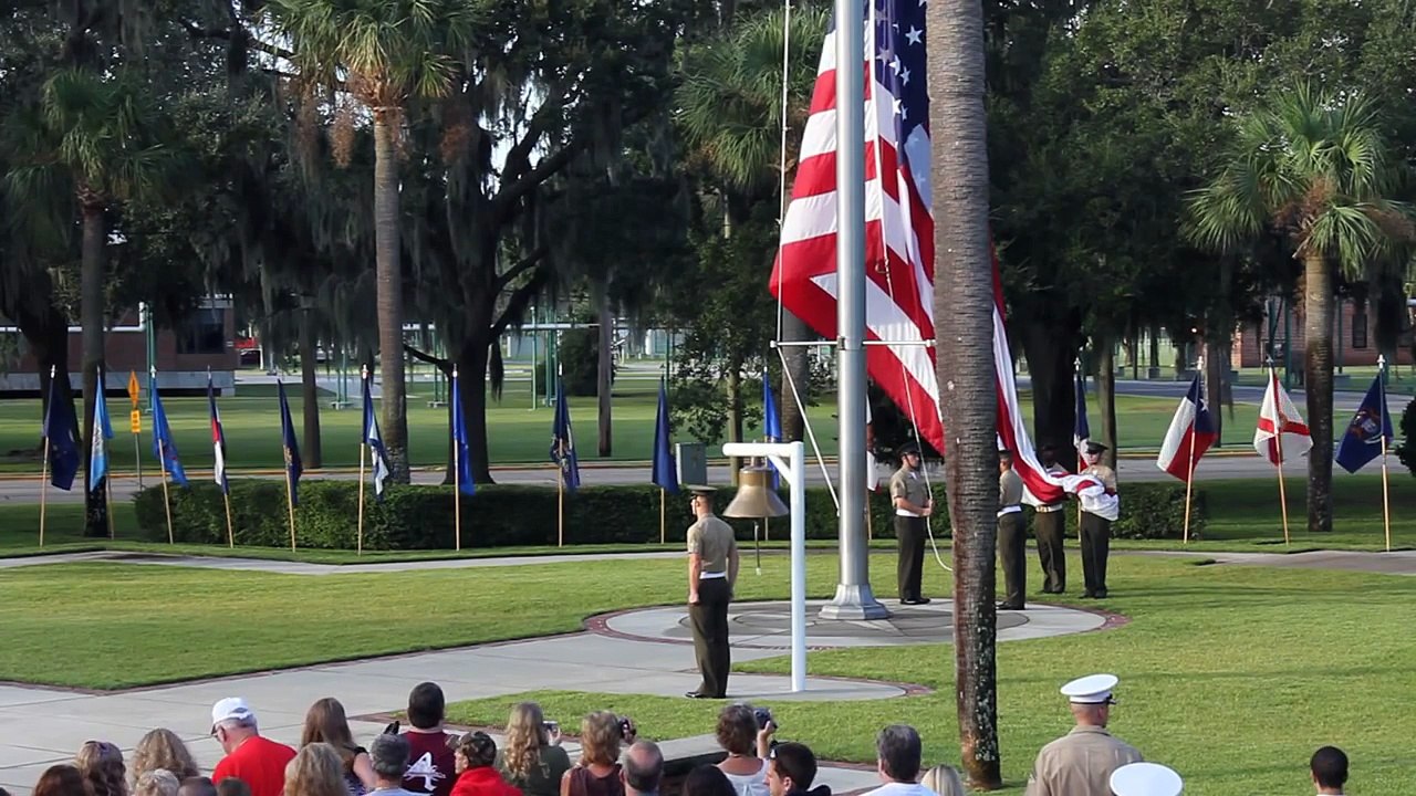 Morning Colors USMC style at Parris Island
