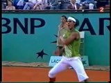 Roger Federer hits a magical shot against Rafael Nadal