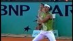 Roger Federer hits a magical shot against Rafael Nadal