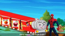 Spiderman Fruit Train Rhymes | Nursery Kids Rhymes Songs | 3D Animated Fruit Train Cartoon