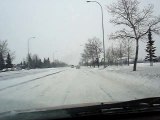 Snow Driving, Calgary, AB, Canada.