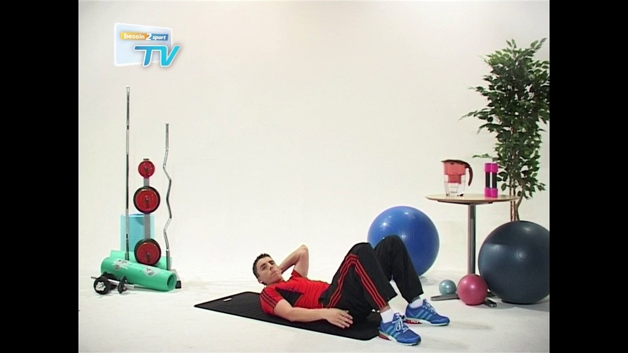 Besoin2sport - Tonification Abdos - Crunch croisés avec les bras– Niveau : moyen