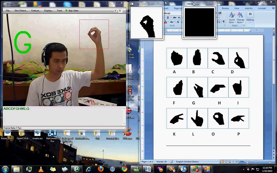 ASL Finger spelling recognition using C# OpenCV wrapper