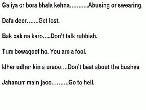 Spoken English Through Urdu - 8 - Abusing or swearing