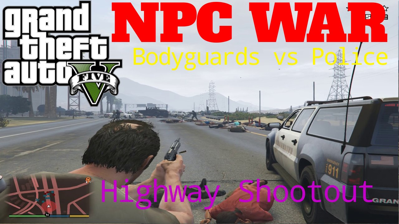 GTA V - Combate entre policía y PNJs - NPC vs. Police Shootout | Random Bodyguard Script/Mod
