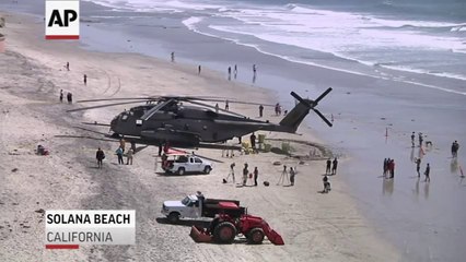 Marine Helicopter Forced to Land on California Beach