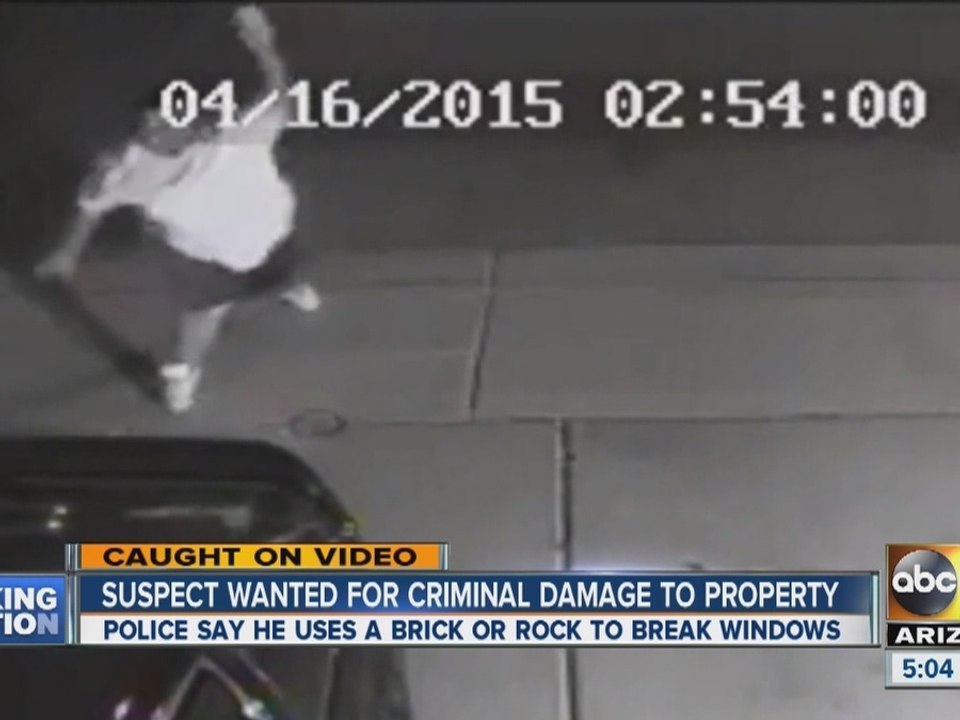 Suspect wanted for criminal damage to property in Casa Grande