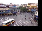 Hanoi Traffic - View from above - Worst intersection in Vietnam.  Traffic in Vietnam
