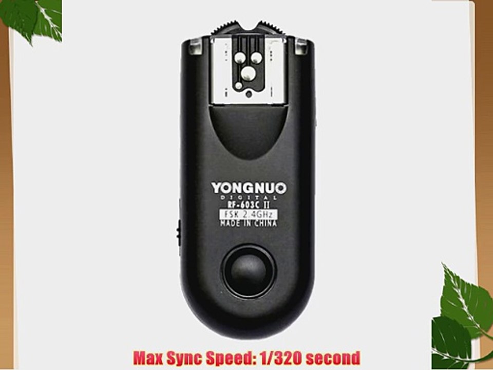 Yongnuo RF-603ii Single 2.4GHz Wireless Flash Trigger/Wireless Shutter Release Tranceiver for