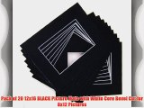 Pack of 20 12x16 BLACK Picture Mats with White Core Bevel Cut for 8x12 Pictures