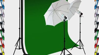 Photography Umbrella Continuous Light Kit Black White Chromakey Green Muslin Portrait Studio