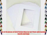 Pack of 50 8x10 WHITE Picture Mats Mattes with White Core Bevel Cut for 5x7 Photo   Backing