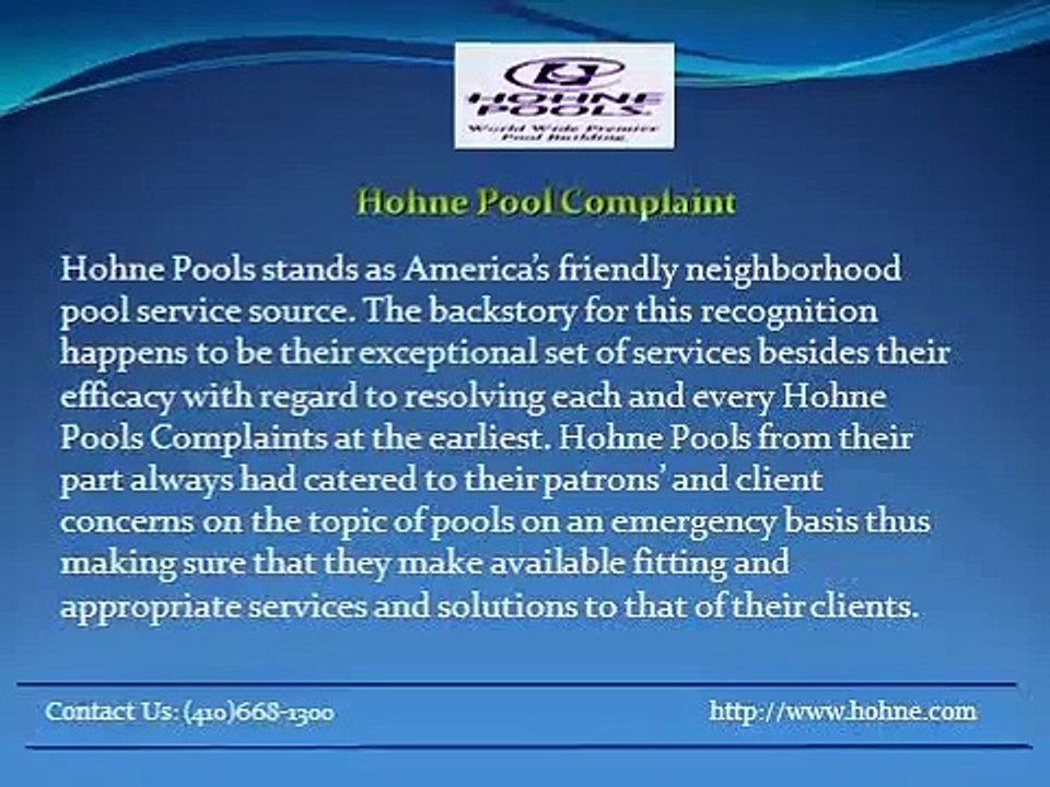 Hohne Pool Complaint