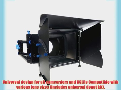 ePhoto Pro DSLR RIG FOLLOW FOCUS Matte Box with 2 Stage 15mm Swing away Arm Top French Flags