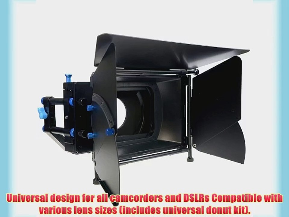 ePhoto Pro DSLR RIG FOLLOW FOCUS Matte Box with 2 Stage 15mm Swing away Arm Top French Flags
