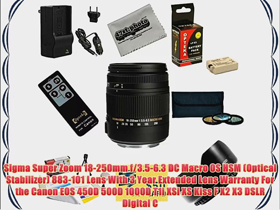 Sigma Super Zoom 18-250mm f/3.5-6.3 DC Macro OS HSM (Optical Stabilizer) 883-101 Lens With