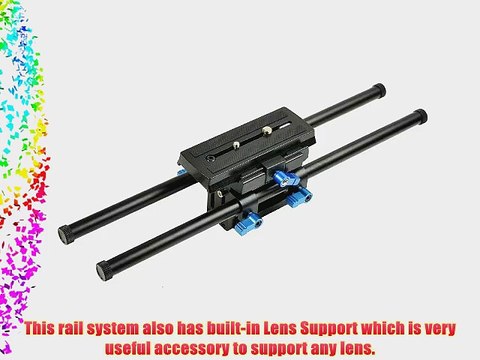 Digital DSLR Rail System 15mm Rod Rig Base Plate for HD DSLRs Supports Follow focus Railsystem