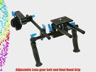 ePhoto Dual Grip DSLR Camera Video Shoulder Mount Rig Stabilizer Support System 15mm Rod WYRL02