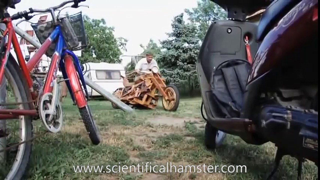 Fully Functioning Wooden Motorcycle
