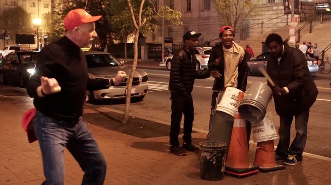 Homeless drummer lays beats for Capitals victory dance