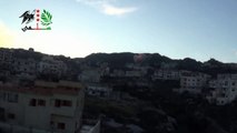 هام:اللاذقية-سلمى-لحظة استهداف البلدة بالحاويات المتفجرة من الطيران المروحي 5-1-2014