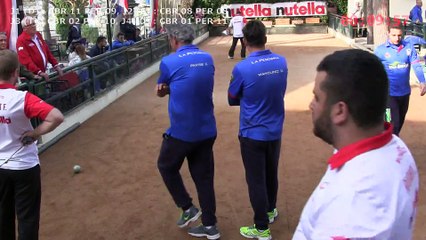 Dixième mène, Peyret (CB Rocher) vs Manolino (La Perosina), Coupe d'Europe, Sport Boules, Monaco 2015