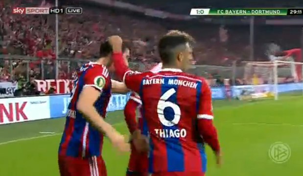 Robert Lewandowski Goal ~ Bayern München vs Borussia Dortmund 1-1 • Germany Cup 28.04.2015