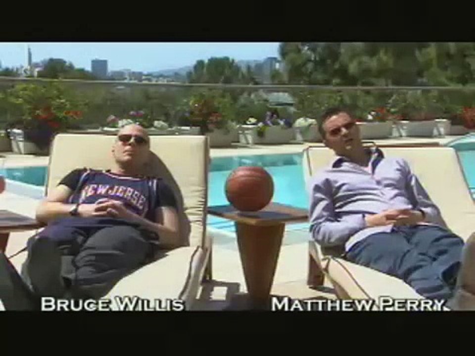 Matthew Perry abd Bruce Willis talk to NBA