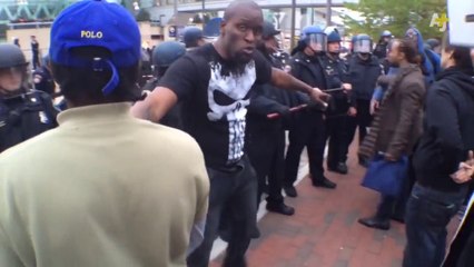 The Punisher trying to push the police face protesters (Baltimore)