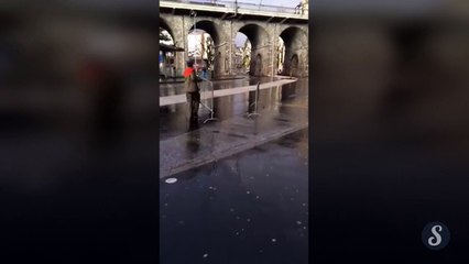 Technique to pick up motorcycle safety barriers