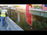 Good Samaritan jumps 70ft off bridge to avoid death after stopping for accident - TomoNews