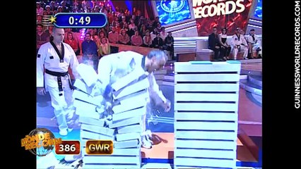 Most concrete blocks broken in one minute - Guinness World Records Classics