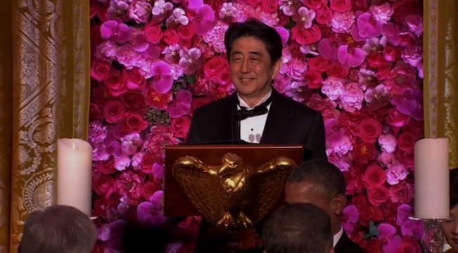 Japan's prime minister quotes Diana Ross at state dinner