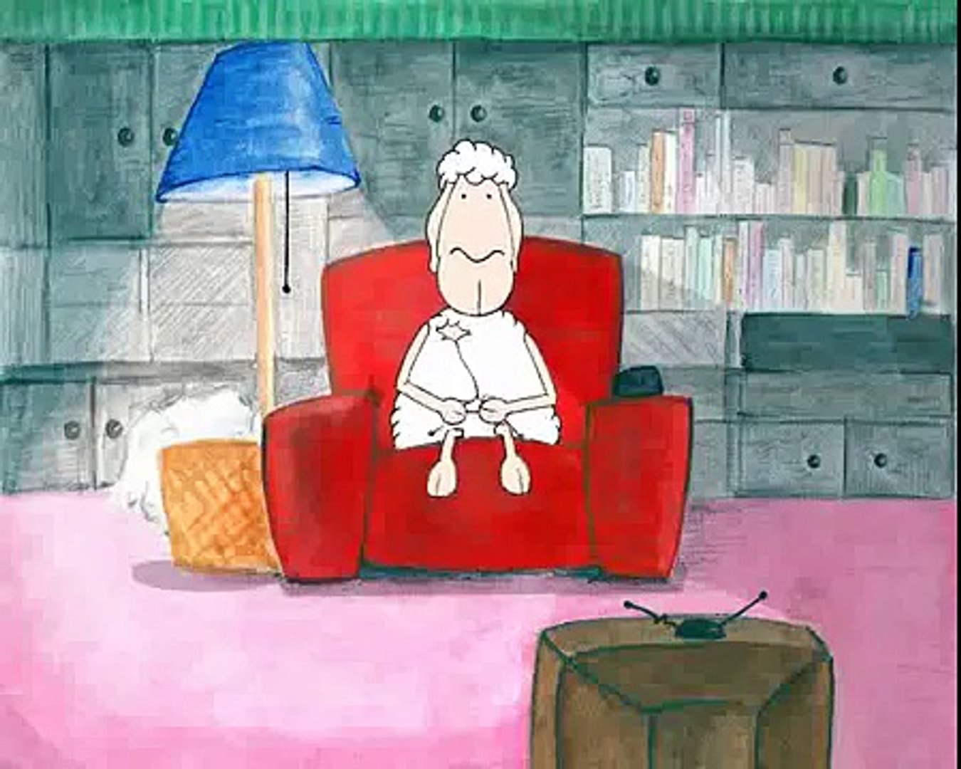 animation funny sheep watching tv
